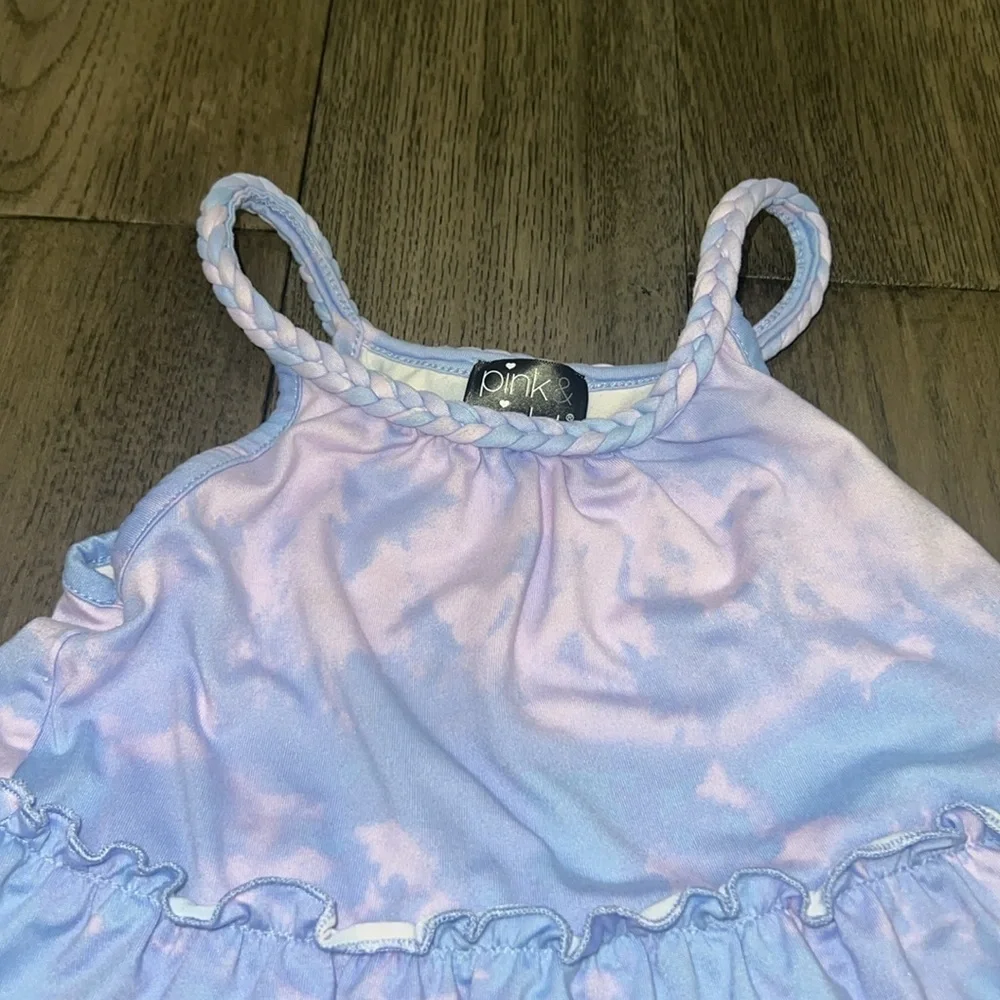Toddler girl tie-dye braided strap summer Flowey dress